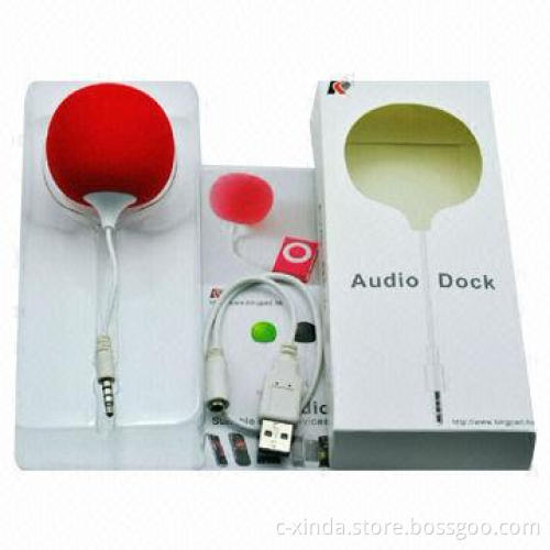 3.5mm Audio Dock/Ball Speaker, Built-in Rechargeable Battery, Works for iPhone/Mobile Phone/iPad